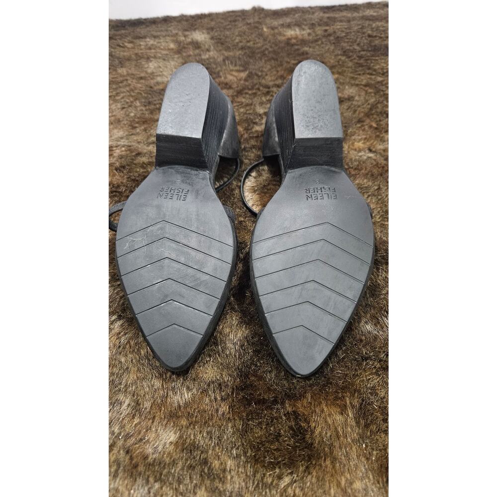 Eileen Fisher Black Suede Pointed Toe Criss Cross Flats Size 8M - Picture 8 of 10